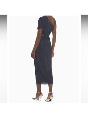 Self-Portrait One-Shoulder Navy sparkly Evening Dress